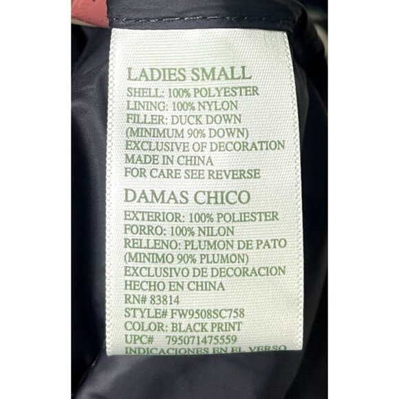 Tangerine Vest Womens Size S Black Multicolor Down Filled Puffer Full Zip Bold - Picture 8 of 8